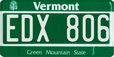 VT license plate EDX806