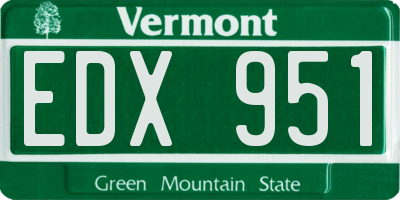 VT license plate EDX951