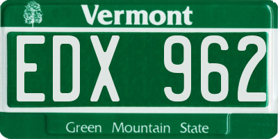 VT license plate EDX962