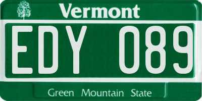VT license plate EDY089