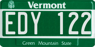VT license plate EDY122