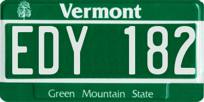 VT license plate EDY182