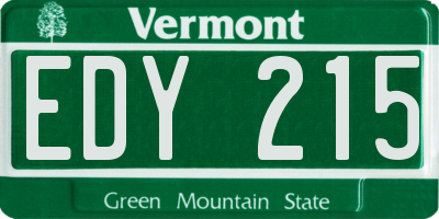 VT license plate EDY215