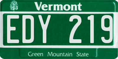 VT license plate EDY219