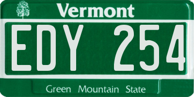 VT license plate EDY254