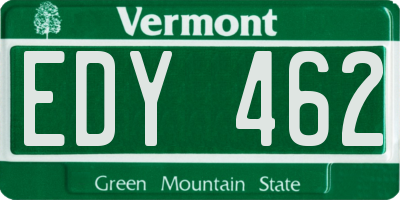VT license plate EDY462