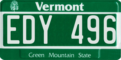 VT license plate EDY496
