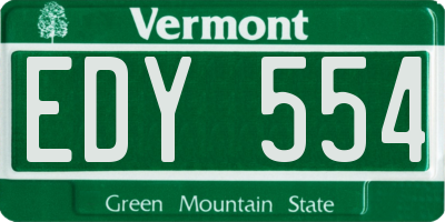 VT license plate EDY554