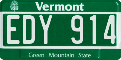 VT license plate EDY914