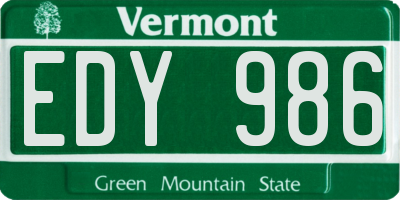 VT license plate EDY986