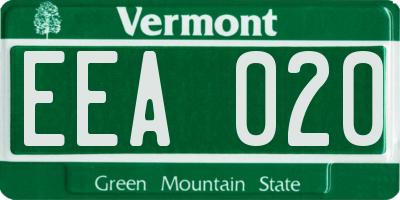 VT license plate EEA020