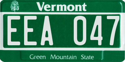VT license plate EEA047