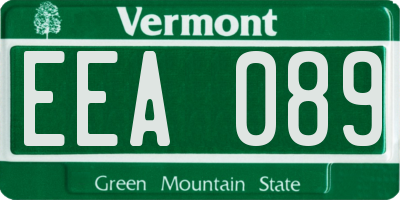 VT license plate EEA089