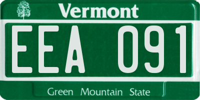 VT license plate EEA091