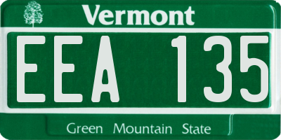 VT license plate EEA135