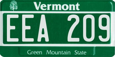 VT license plate EEA209