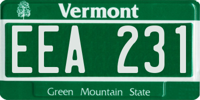 VT license plate EEA231