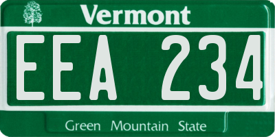 VT license plate EEA234