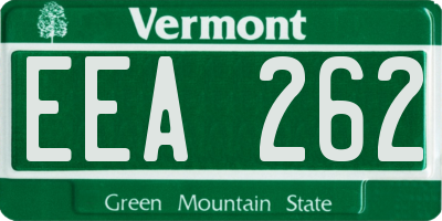 VT license plate EEA262