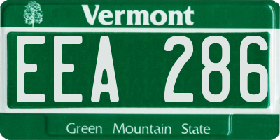 VT license plate EEA286
