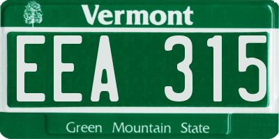 VT license plate EEA315