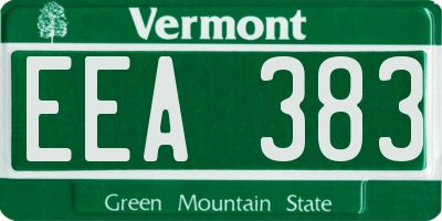 VT license plate EEA383