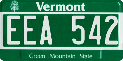 VT license plate EEA542