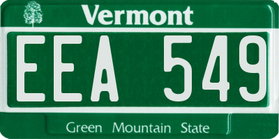 VT license plate EEA549