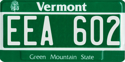 VT license plate EEA602