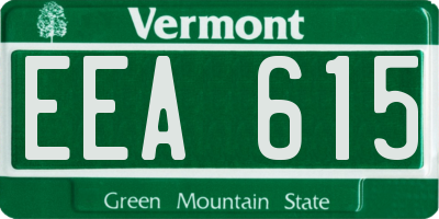 VT license plate EEA615