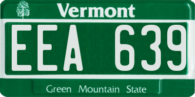VT license plate EEA639