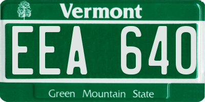 VT license plate EEA640