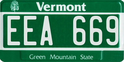 VT license plate EEA669