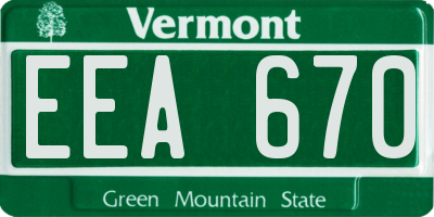 VT license plate EEA670