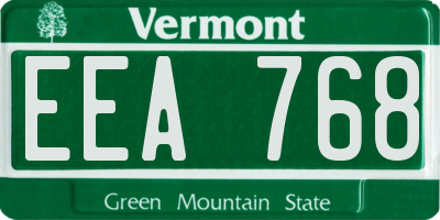 VT license plate EEA768