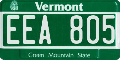 VT license plate EEA805