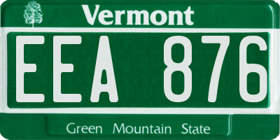 VT license plate EEA876