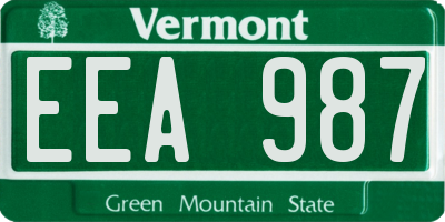 VT license plate EEA987