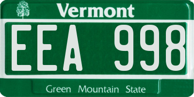 VT license plate EEA998
