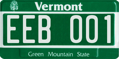 VT license plate EEB001
