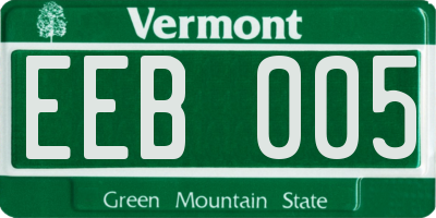 VT license plate EEB005