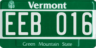 VT license plate EEB016