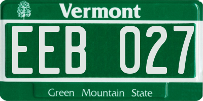 VT license plate EEB027