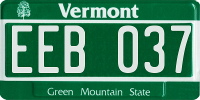 VT license plate EEB037