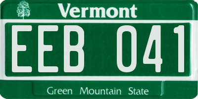 VT license plate EEB041
