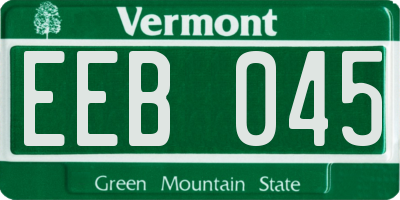 VT license plate EEB045