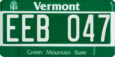 VT license plate EEB047