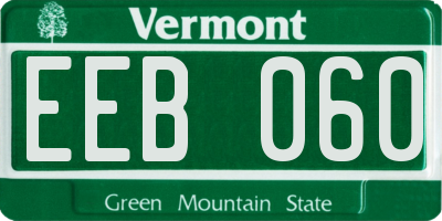 VT license plate EEB060