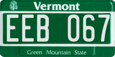 VT license plate EEB067