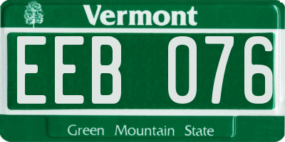 VT license plate EEB076